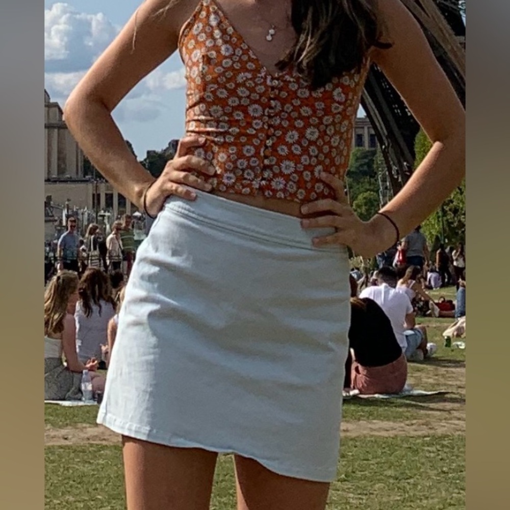 Forever 21 Orange Daisy Print Crop Cami Top Button Front - Picture 7 of 7